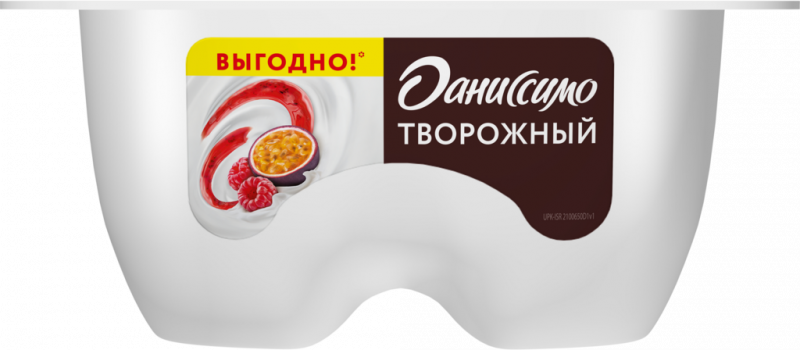 Продукт творожный ДАНИССИМО со вкусом сочной малины и маракуйи 5,6%, без змж, 100г