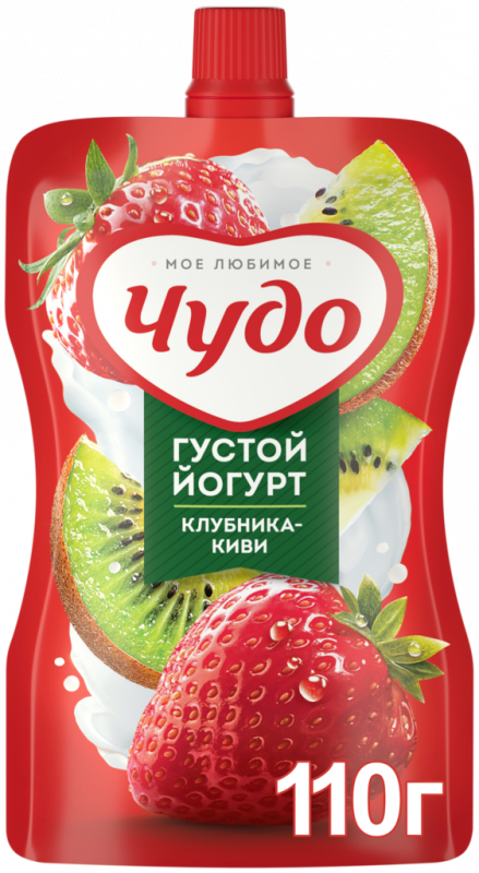 Йогурт питьевой ЧУДО Клубника, киви 2,6%, без змж, 110г