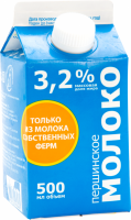 Молоко пастеризованное ПЕРШИНСКОЕ 3,2% ГОСТ, без змж, 500г