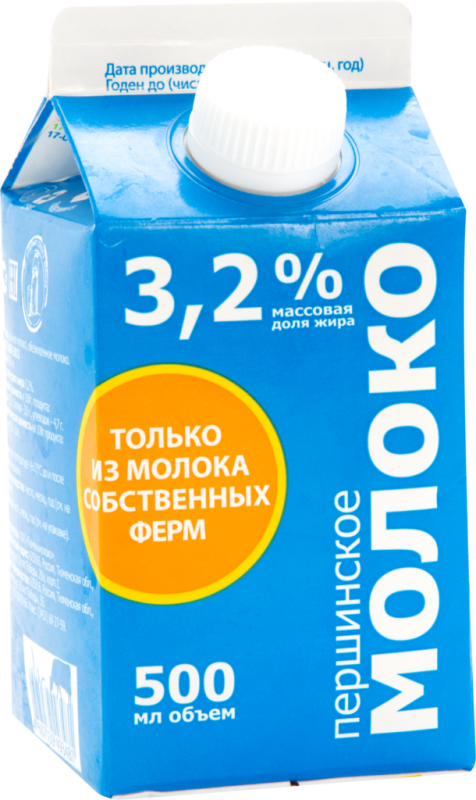 Молоко пастеризованное ПЕРШИНСКОЕ 3,2% ГОСТ, без змж, 500г Молоко пастеризованное ПЕРШИНСКОЕ 3,2% ГОСТ, без змж, 500г