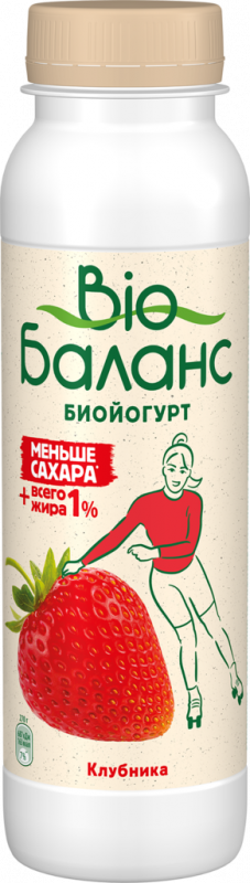 Биойогурт питьевой BIOБАЛАНС Клубника 1%, без змж, 270г