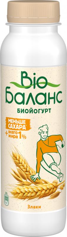 Биойогурт питьевой BIOБАЛАНС Злаки 1%, без змж, 270г Биойогурт питьевой BIOБАЛАНС Злаки 1%, без змж, 270г