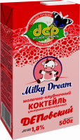 Коктейль молочный ДЕПОВСКИЙ Клубничный 1,8%, без змж, 500г