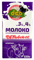 Молоко ультрапастеризованное ДЕПОВСКОЕ отборное 3–4%, без змж, 500г