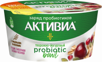 Биопродукт творожно-йогуртный АКТИВИА Вишня, овес, семена тыквы, гранат 3,5%, без змж, 135г