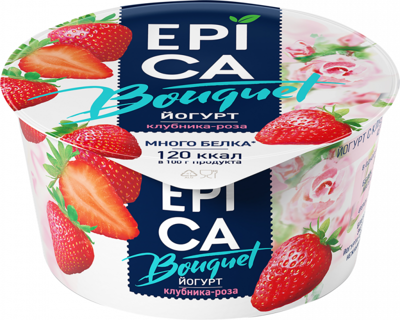 Йогурт EPICA BOUQUET Клубника и экстракт розы 4,8%, без змж, 130г Йогурт EPICA BOUQUET Клубника и экстракт розы 4,8%, без змж, 130г