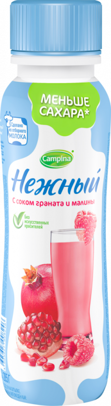 Напиток йогуртный стерилизованный НЕЖНЫЙ с соком граната и малины, без змж, 285г Напиток йогуртный стерилизованный НЕЖНЫЙ с соком граната и малины, без змж, 285г