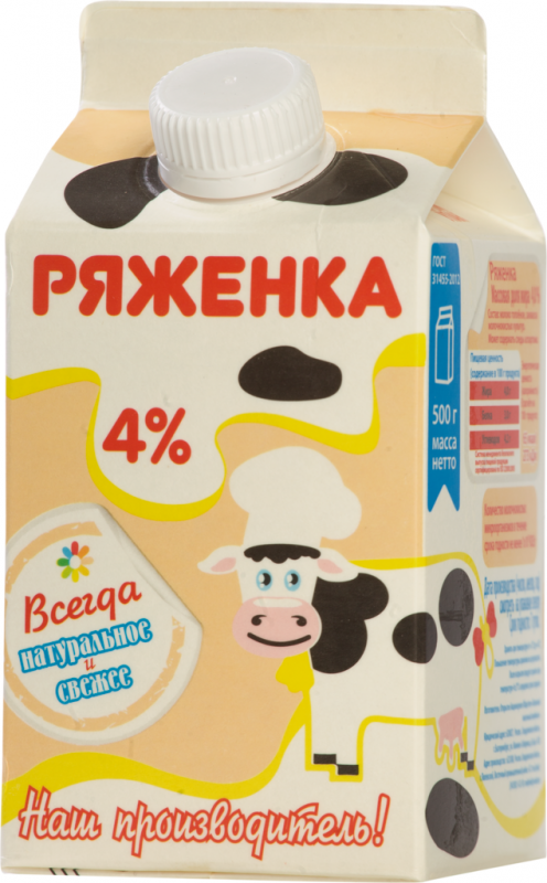 Ряженка ПОЛЕВСКОЕ 4%, без змж, 500г Ряженка ПОЛЕВСКОЕ 4%, без змж, 500г