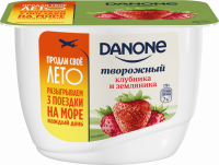 Продукт творожный DANONE Клубника, земляника 3,6%, без змж, 170г