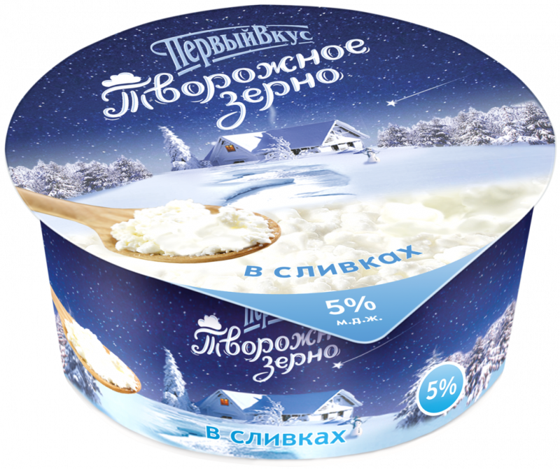 Творожное зерно НАТУРЕЛЬ в сливках 5%, без змж, 130г Творожное зерно НАТУРЕЛЬ в сливках 5%, без змж, 130г