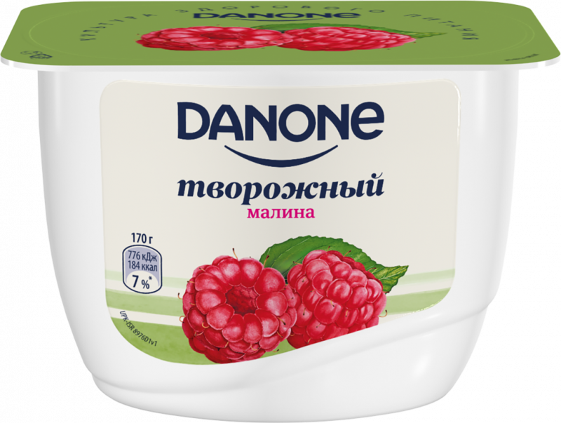 Продукт творожный DANONE Малина 3,6%, без змж, 170г Продукт творожный DANONE Малина 3,6%, без змж, 170г