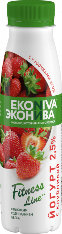 Йогурт питьевой ЭКОНИВА Клубника 2,5%, без змж, 300г Йогурт питьевой ЭКОНИВА Клубника 2,5%, без змж, 300г