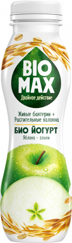 Биойогурт BIO MAX Яблоко, злаки 1,5%, без змж, 270г Биойогурт BIO MAX Яблоко, злаки 1,5%, без змж, 270г