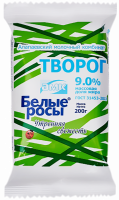 Творог БЕЛЫЕ РОСЫ 9%, без змж, 200г