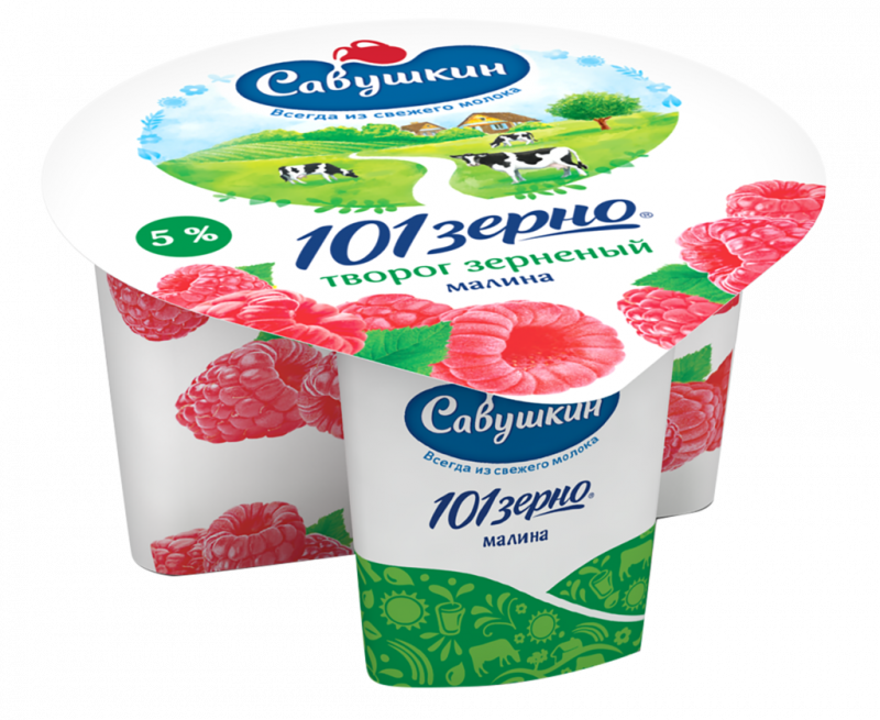 Творог САВУШКИН ПРОДУКТ 101 зерно Малина 5%, без змж, 130г Творог САВУШКИН ПРОДУКТ 101 зерно Малина 5%, без змж, 130г