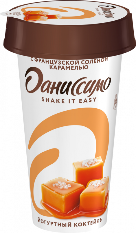 Коктейль йогуртный ДАНИССИМО с французской соленой карамелью 2,7%, без змж, 190г Коктейль йогуртный ДАНИССИМО с французской соленой карамелью 2,7%, без змж, 190г