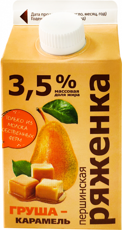 Ряженка ПЕРШИНСКОЕ Груша, карамель 3,5%, без змж, 400г Ряженка ПЕРШИНСКОЕ Груша, карамель 3,5%, без змж, 400г