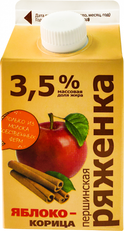 Ряженка ПЕРШИНСКОЕ Яблоко, корица 3,5%, без змж, 400г Ряженка ПЕРШИНСКОЕ Яблоко, корица 3,5%, без змж, 400г