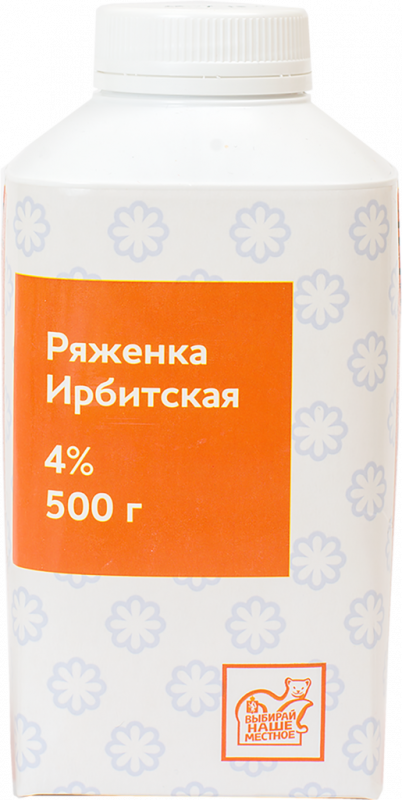 Ряженка ИРБИТСКАЯ 4%, без змж, 500г Ряженка ИРБИТСКАЯ 4%, без змж, 500г