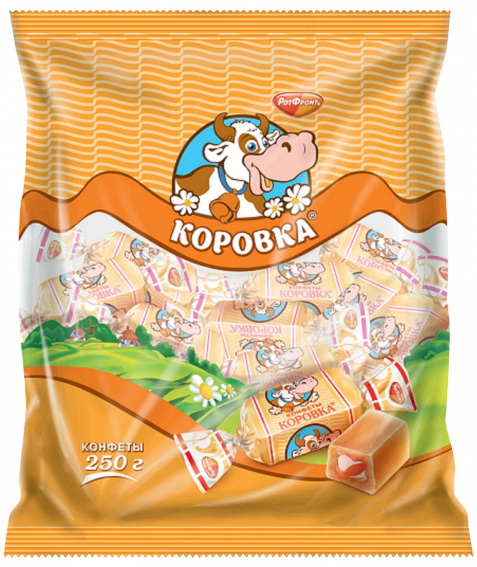 Конфеты РОТ ФРОНТ Коровка неглазированные молочные, 250г