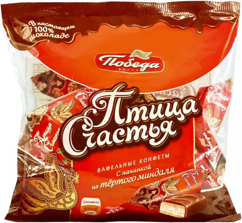 Конфеты ПОБЕДА ВКУСА Птица счастья вафельные, 200г Конфеты ПОБЕДА ВКУСА Птица счастья вафельные, 200г
