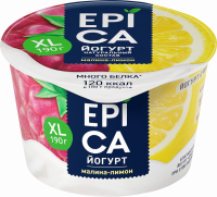 Йогурт EPICA Малина, лимон 4,8%, без змж, 190г