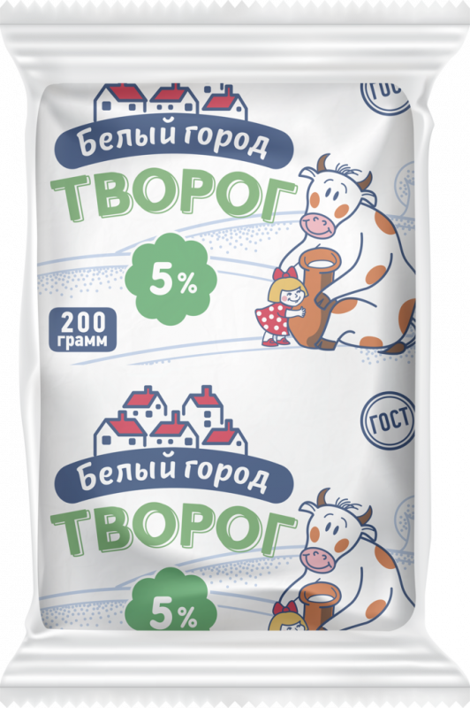 Творог БЕЛЫЙ ГОРОД 5%, без змж, 200г Творог БЕЛЫЙ ГОРОД 5%, без змж, 200г