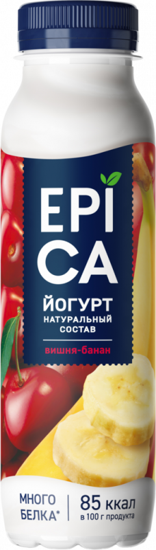 Йогурт питьевой EPICA с вишней и бананом 2,5%, без змж, 260г Йогурт питьевой EPICA с вишней и бананом 2,5%, без змж, 260г