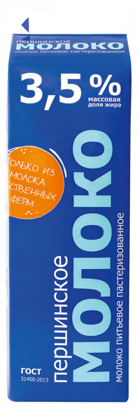 Молоко пастеризованное ПЕРШИНСКОЕ ГОСТ, 3,5%, без змж, 900мл