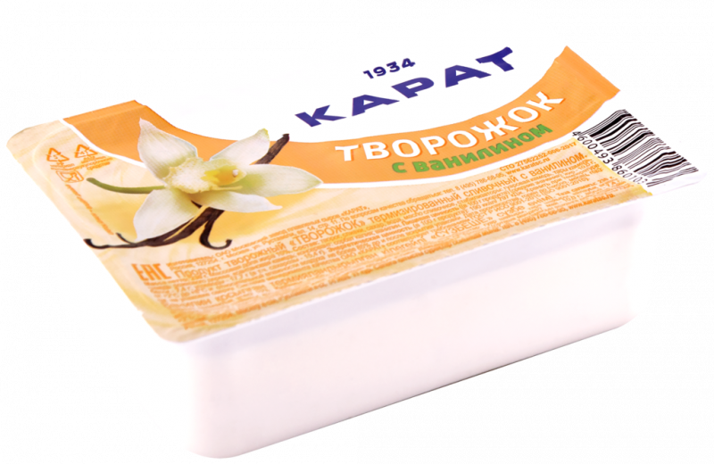 Продукт творожный КАРАТ Творожок сливочный с ванилином 10%, без змж, 230г