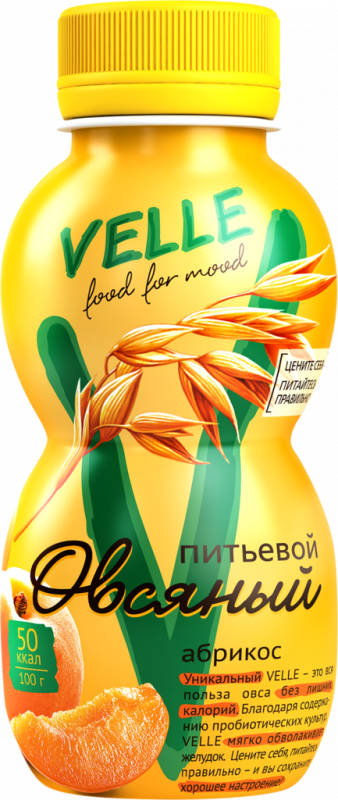 Продукт овсяный ферментированный питьевой VELLE Абрикос, 250г Продукт овсяный ферментированный питьевой VELLE Абрикос, 250г