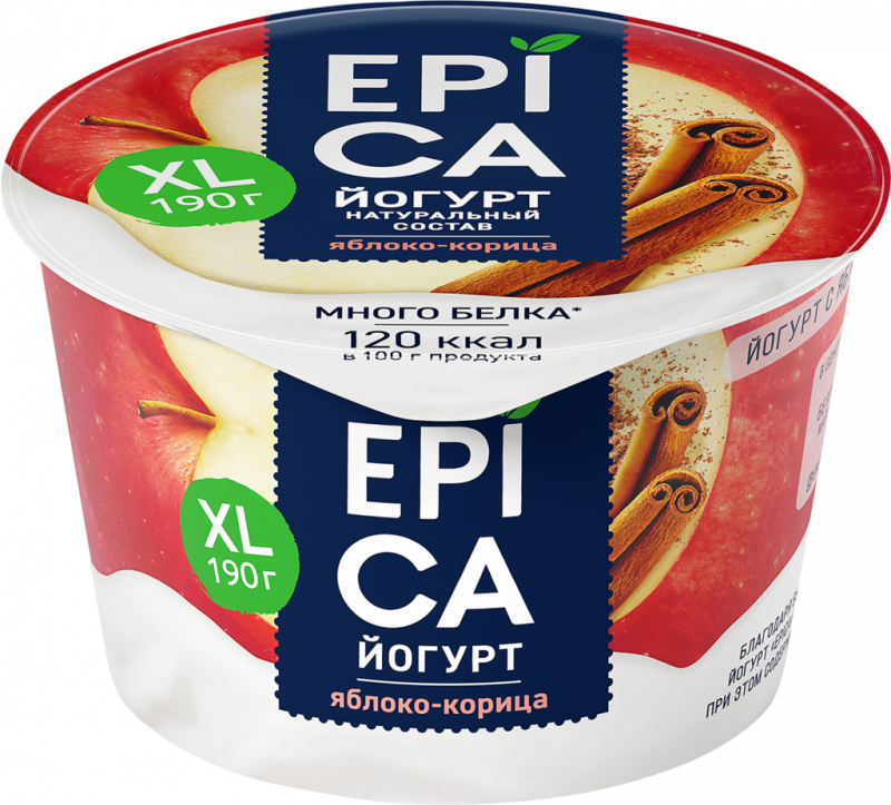 Йогурт EPICA Яблоко, корица 4,8%, без змж, 190г Йогурт EPICA Яблоко, корица 4,8%, без змж, 190г