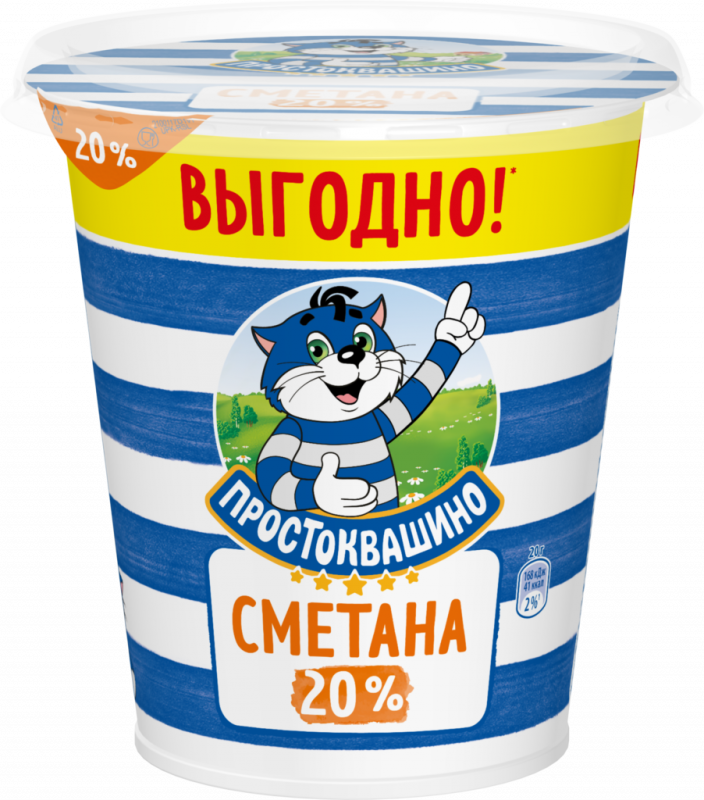 Сметана ПРОСТОКВАШИНО 20%, без змж, 300г Сметана ПРОСТОКВАШИНО 20%, без змж, 300г