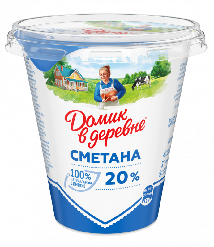 Сметана ДОМИК В ДЕРЕВНЕ 20%, без змж, 300г