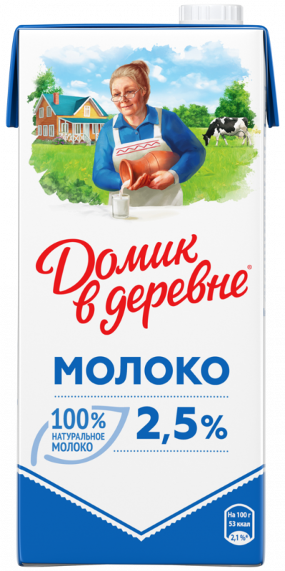 Молоко ультрапастеризованное ДОМИК В ДЕРЕВНЕ 2,5%, без змж, 950г