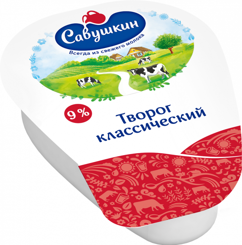 Творог САВУШКИН ХУТОРОК 9%, без змж, 200г Творог САВУШКИН ХУТОРОК 9%, без змж, 200г
