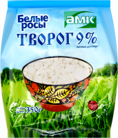 Творог БЕЛЫЕ РОСЫ 9%, без змж, 350г