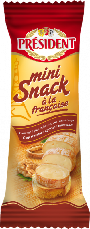 Сыр мягкий PRESIDENT Mini Snack a La Francaise с красной плесенью 60%, без змж, 90г