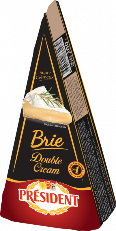 Сыр мягкий PRESIDENT Brie Double Cream с белой плесенью 73%, без змж, 200г Сыр мягкий PRESIDENT Brie Double Cream с белой плесенью 73%, без змж, 200г