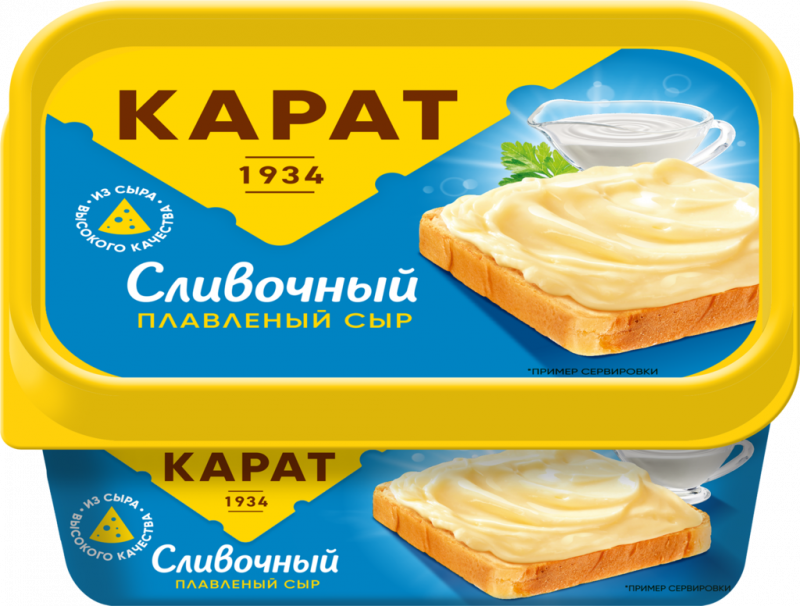 Сыр плавленый КАРАТ Сливочный 45%, без змж, 400г