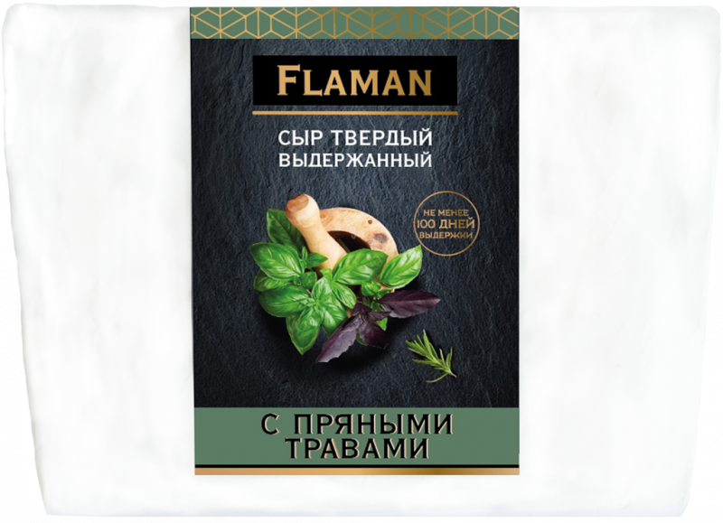 Сыр твердый FLAMAN с пряными травами 40%, без змж, 200г Сыр твердый FLAMAN с пряными травами 40%, без змж, 200г