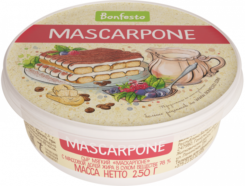 Сыр BONFESTO Маскарпоне 78%, без змж, 250г