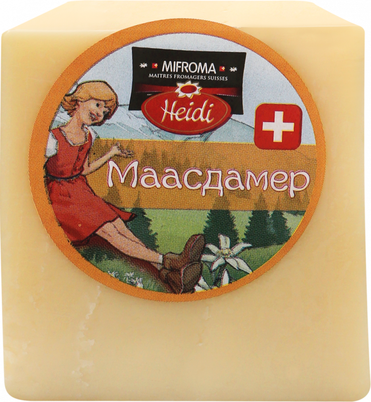 Сыр твердый HEIDI Маасдаммер 46%, без змж, весовой Сыр твердый HEIDI Маасдаммер 46%, без змж, весовой