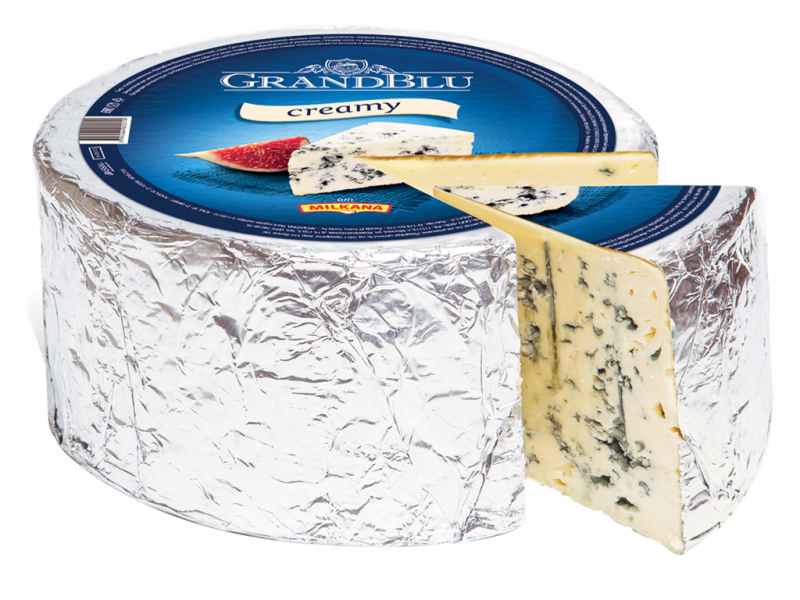 Сыр MILKANA GrandBlu Сливочный с голубой плесенью 56%, без змж, весовой Сыр MILKANA GrandBlu Сливочный с голубой плесенью 56%, без змж, весовой