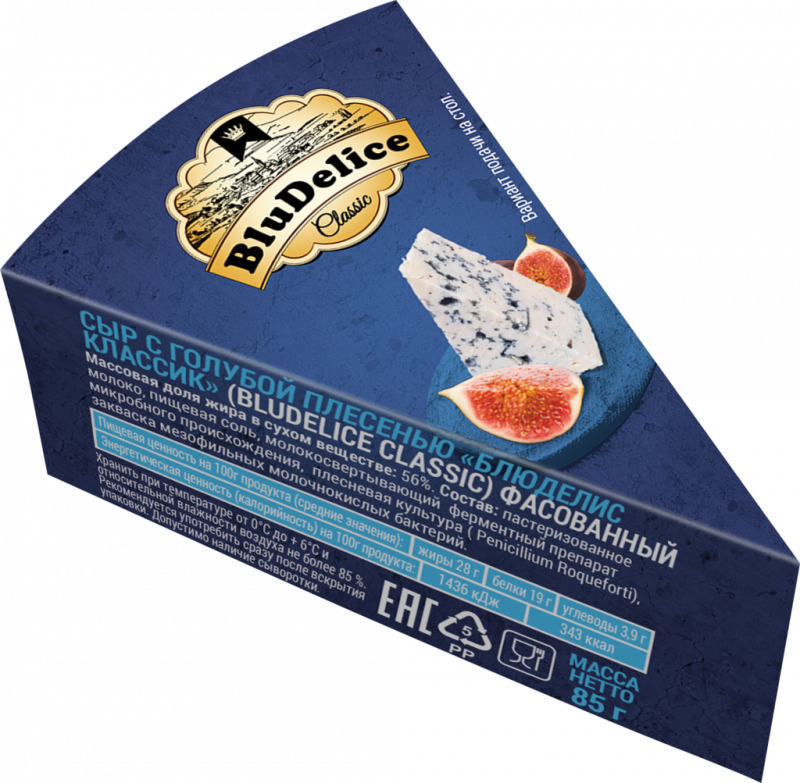 Сыр BLUDELICE Classic с голубой плесенью 56%, без змж, 85г Сыр BLUDELICE Classic с голубой плесенью 56%, без змж, 85г