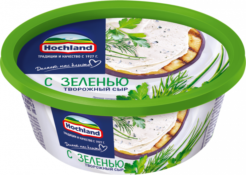 Сыр творожный HOCHLAND с зеленью 60%, без змж, 140г Сыр творожный HOCHLAND с зеленью 60%, без змж, 140г