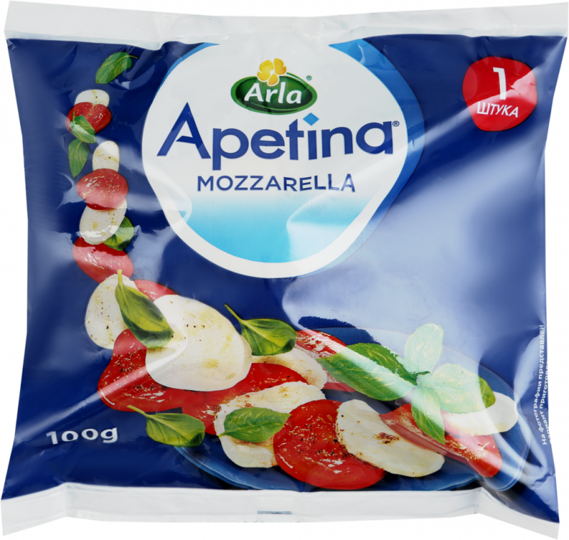 Сыр ARLA APETINA Моцарелла 45%, без змж, 100г Сыр ARLA APETINA Моцарелла 45%, без змж, 100г
