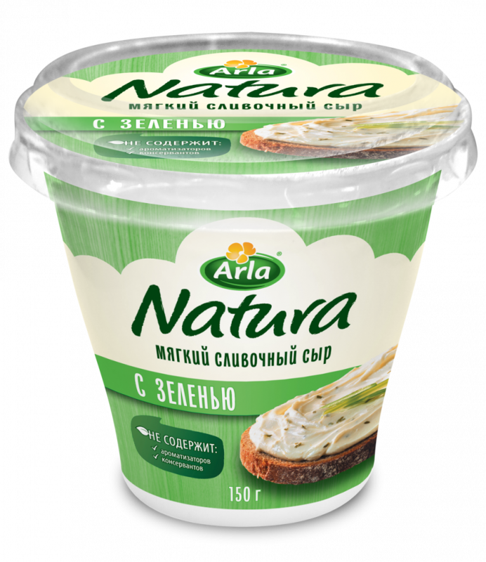Сыр мягкий ARLA NATURA с зеленью 55%, без змж, 150г Сыр мягкий ARLA NATURA с зеленью 55%, без змж, 150г