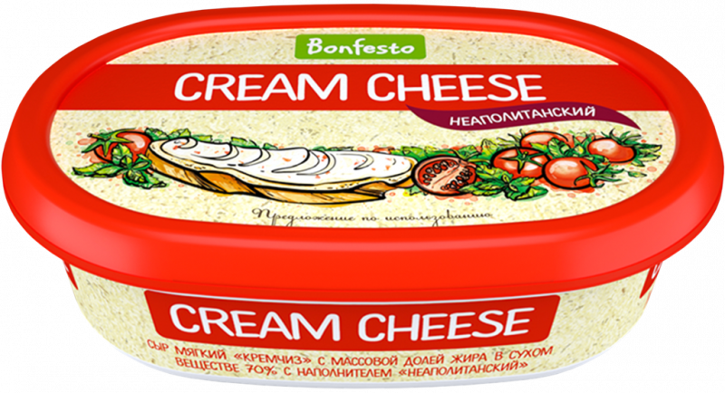 Сыр мягкий BONFESTO Cream cheese Неаполитанский 70%, без змж, 170г Сыр мягкий BONFESTO Cream cheese Неаполитанский 70%, без змж, 170г