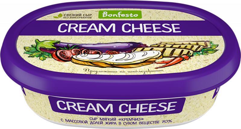 Сыр мягкий BONFESTO Cream Cheese 70%, без змж, 170г Сыр мягкий BONFESTO Cream Cheese 70%, без змж, 170г
